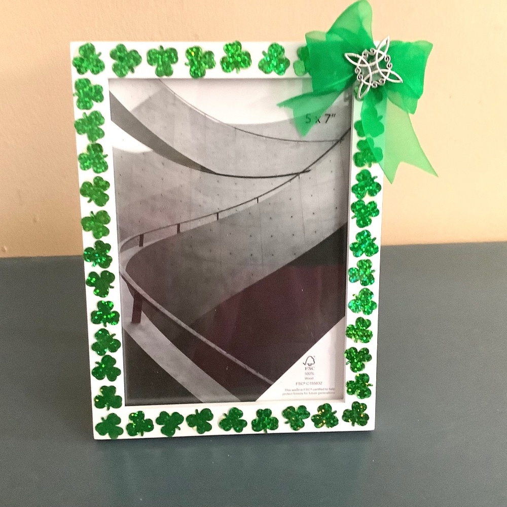 5x7 holographic shamrock Saint Patrick’s day decor frame